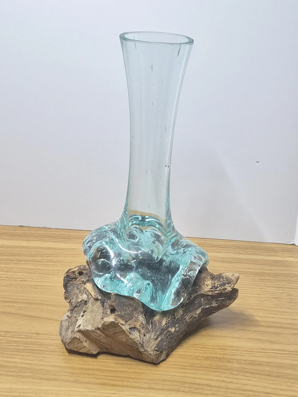 ​Molten Glass on Driftwood Vase Hand Blown Coastal Art Piece